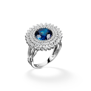 белое К975Б р18 топаз Кольцо (Au 585)