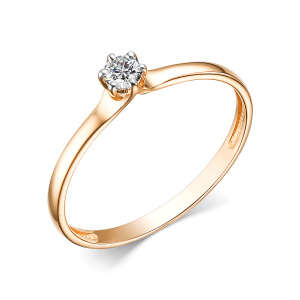 Кольцо из золота 585 пробы с бриллиантом 0,128 ct