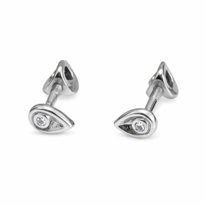 10-731021-бр-Сев-бел.гвоз Серьги (Au 585)