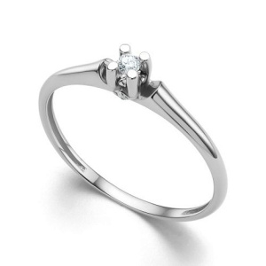 Кольцо из белого золота 585 пробы с бриллиантом 0,036 ct