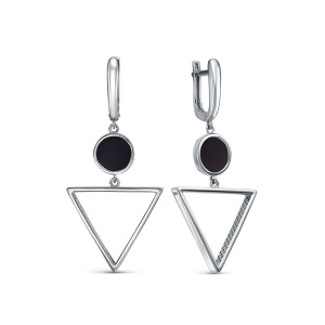 с120124-оникс Серьги (Ag 925)