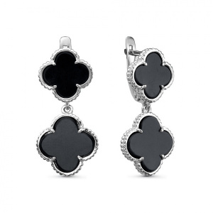 26С131425-оникс Серьги (Ag 925)